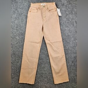 RE/DONE NWT 70s Ultra High Rise Stove Pipe Washed Khaki Sz 23. 193-3WUHRSTV